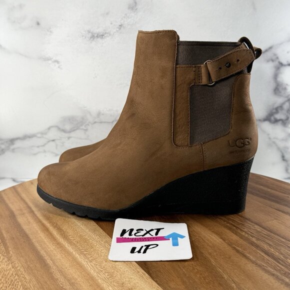 UGG Women's Ankle Boot Indra Wedge Chestnut Brown Waterproof Size 8.5 - Picture 1 of 9